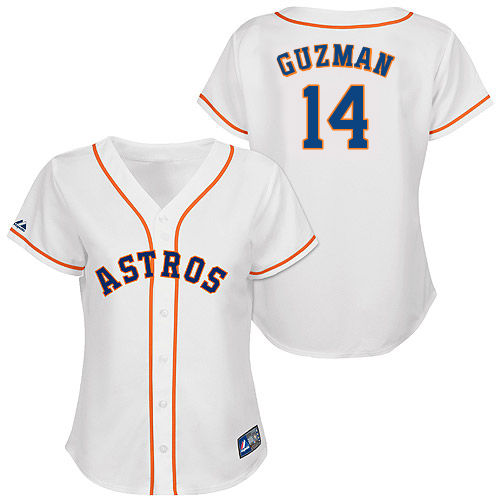 Jesus Guzman #14 mlb Jersey-Houston Astros Women's Authentic Home White Cool Base Baseball Jersey